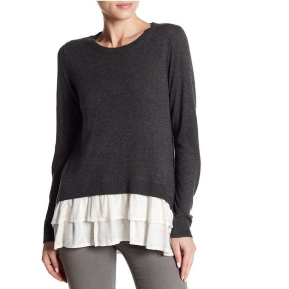 SUSINA Ruffled Twofer Sweater - Picture 1 of 6